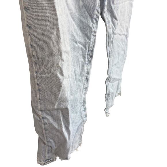 American Eagle Highest Rise 90s Boyfriend Lightwash Raw Hem Baggy Jeans sz 12 - Picture 2 of 15